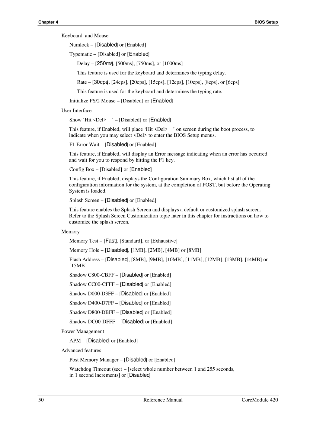 Ampro Corporation 5001692A manual Chapter Bios Setup 