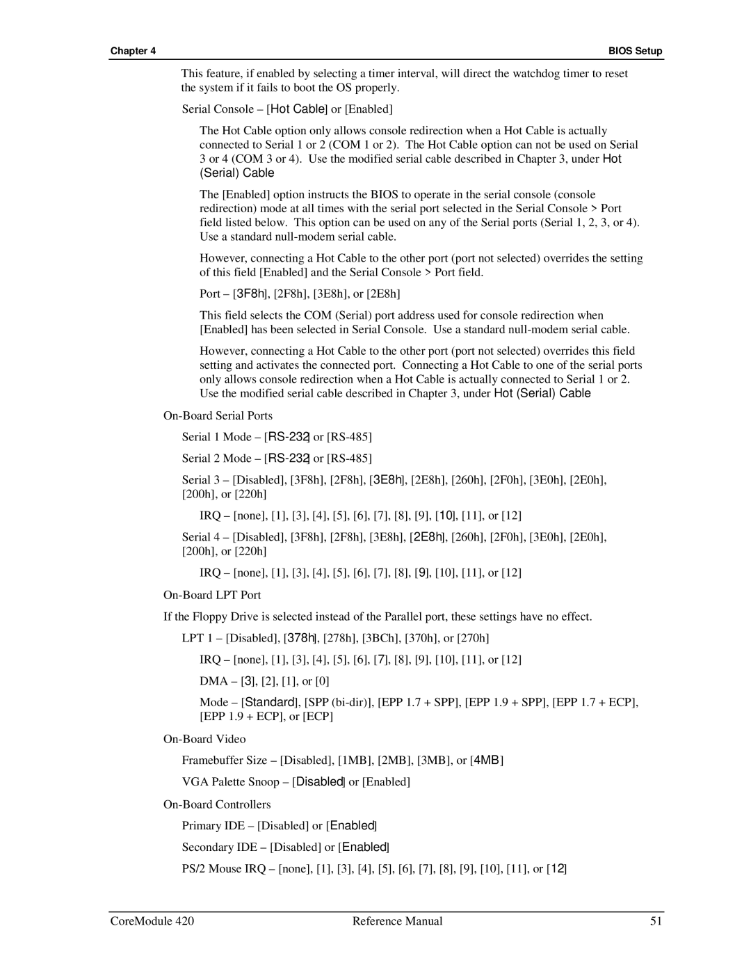 Ampro Corporation 5001692A manual Chapter Bios Setup 