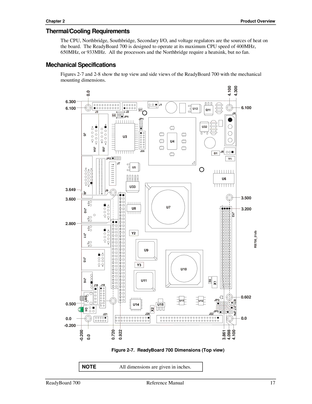 Ampro Corporation 700 manual Thermal/Cooling Requirements, Mechanical Specifications 