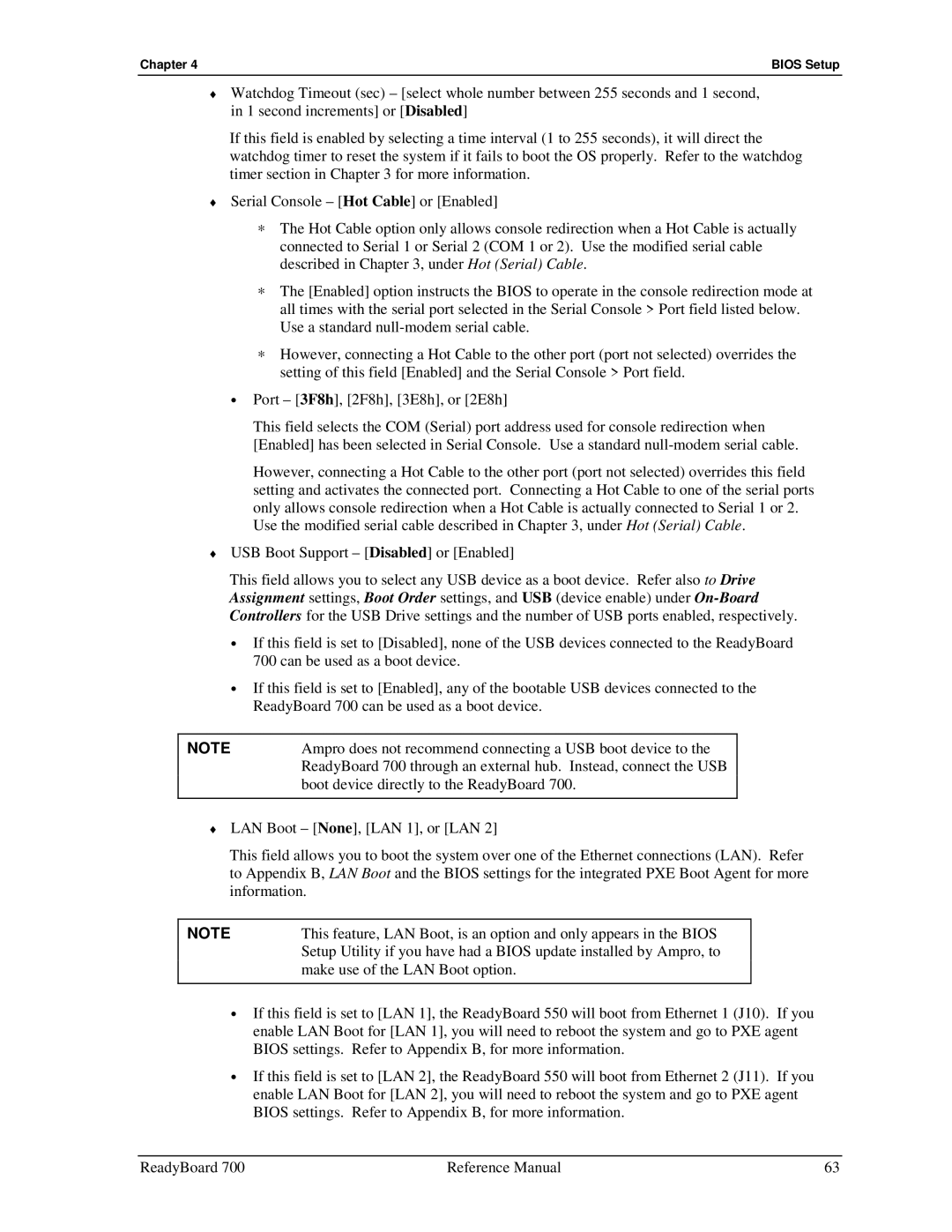 Ampro Corporation 700 manual Chapter Bios Setup 