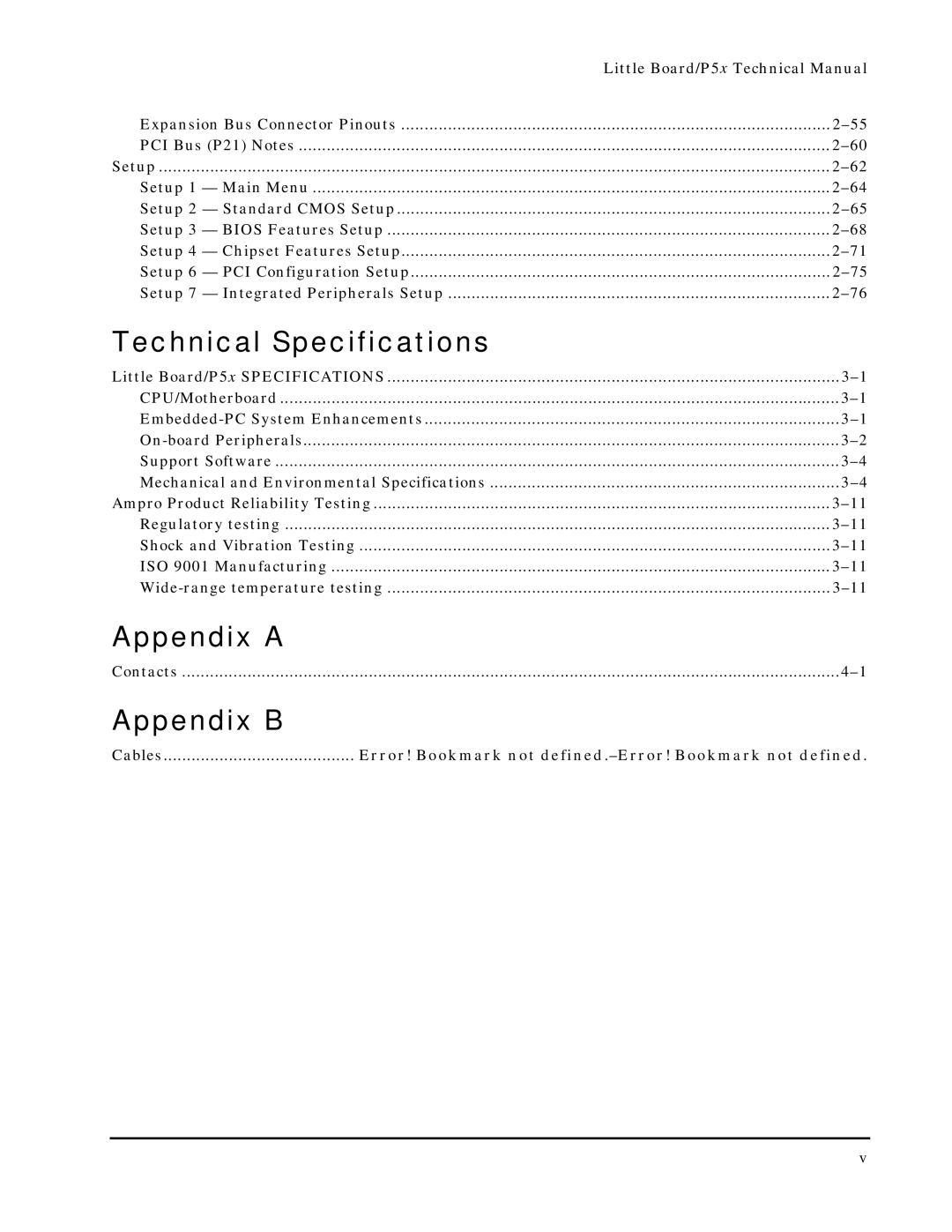 Ampro Corporation P5X manual Appendix a 