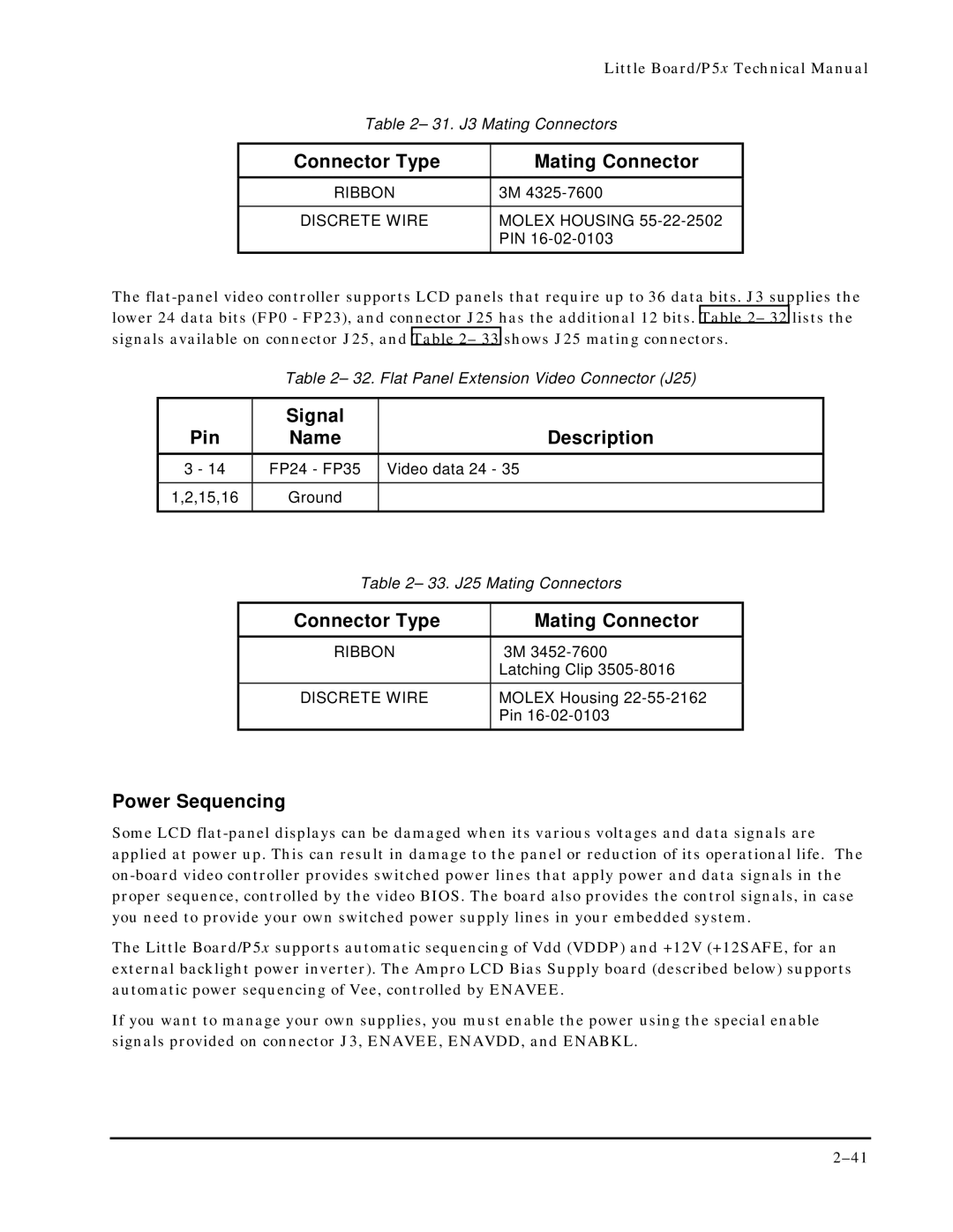 Ampro Corporation P5X manual Signal Pin Name Description, Power Sequencing 