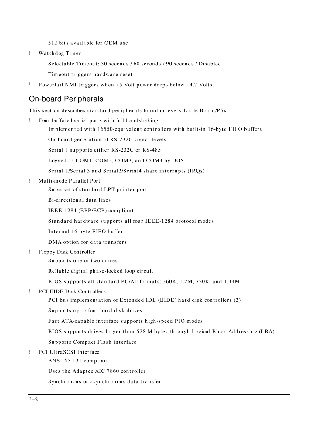 Ampro Corporation P5X manual On-board Peripherals 