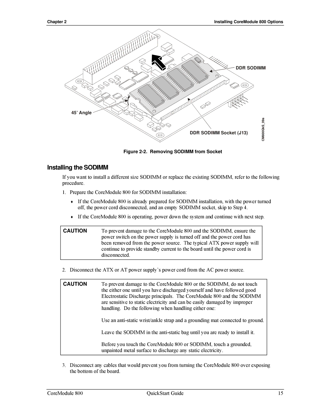 Ampro Corporation PCI-104 quick start Installing the Sodimm, Removing Sodimm from Socket 