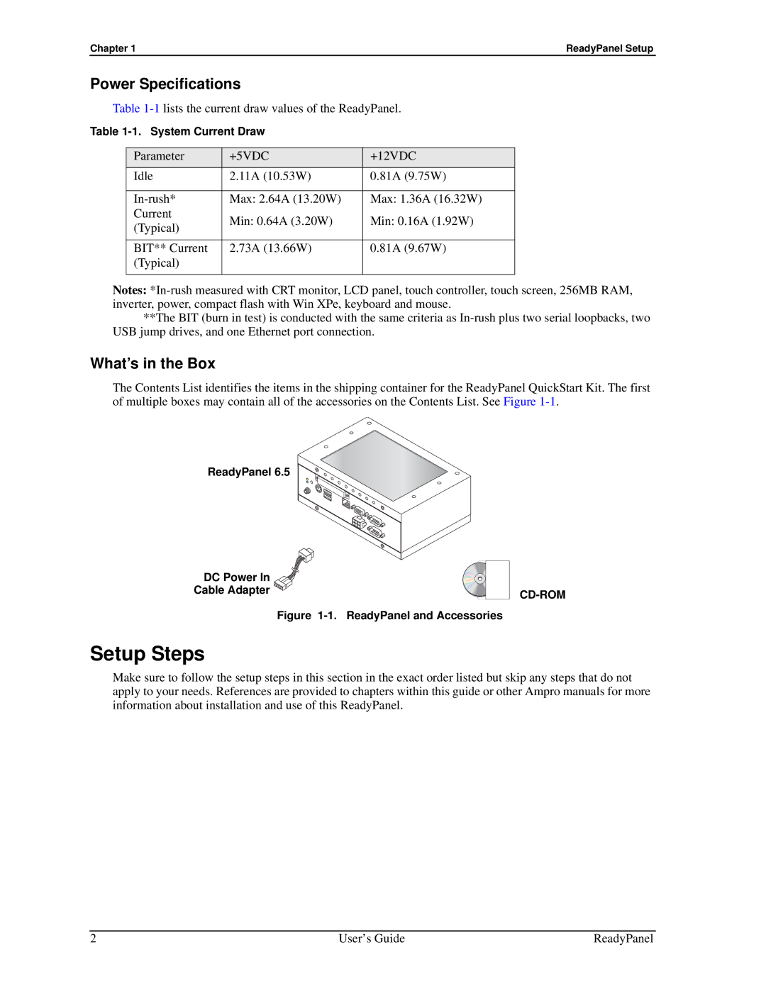 Ampro Corporation P/N 5001795A REV A manual Power Specifications, What’s in the Box 