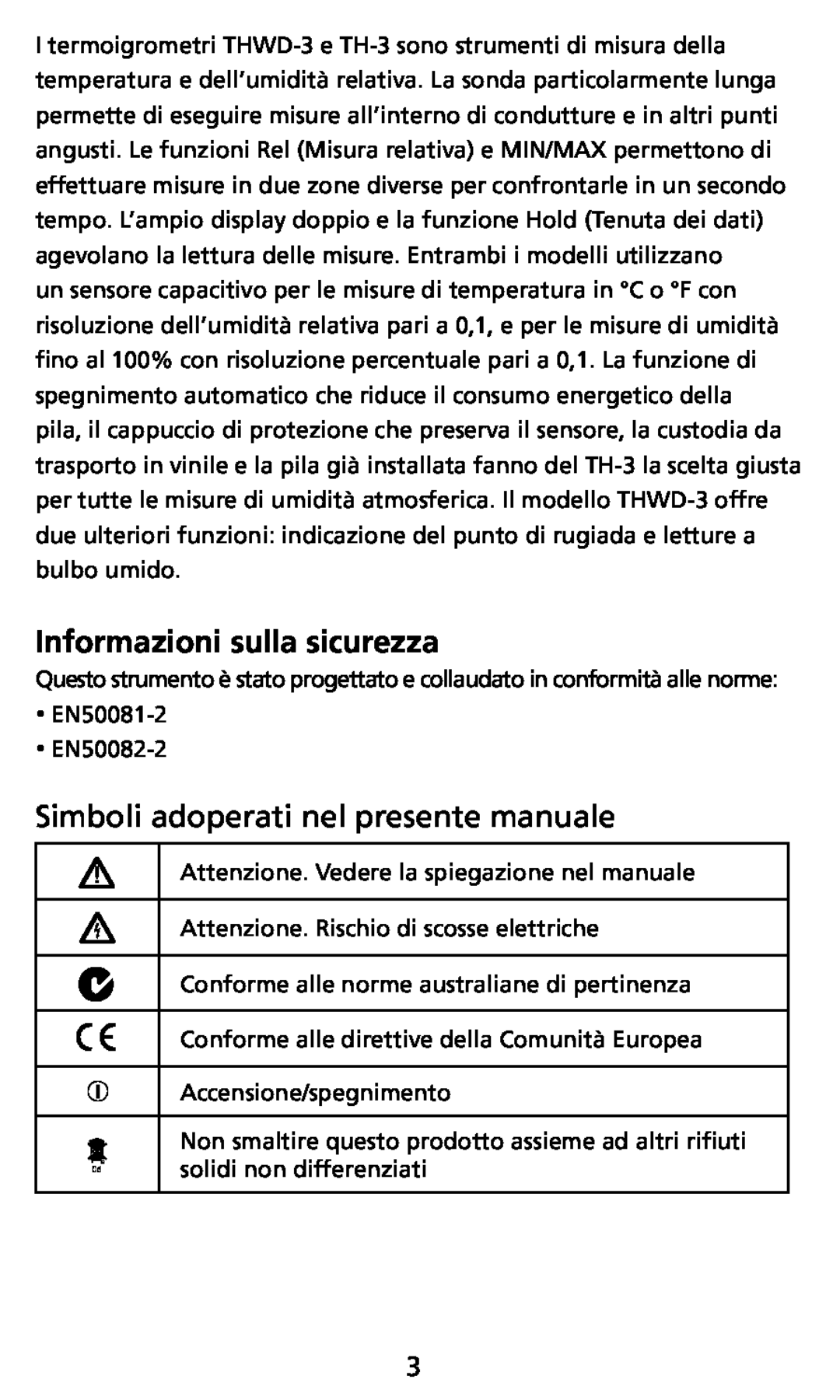 Ampro Corporation THWD-3, TH-3 user manual Informazioni sulla sicurezza, Simboli adoperati nel presente manuale 
