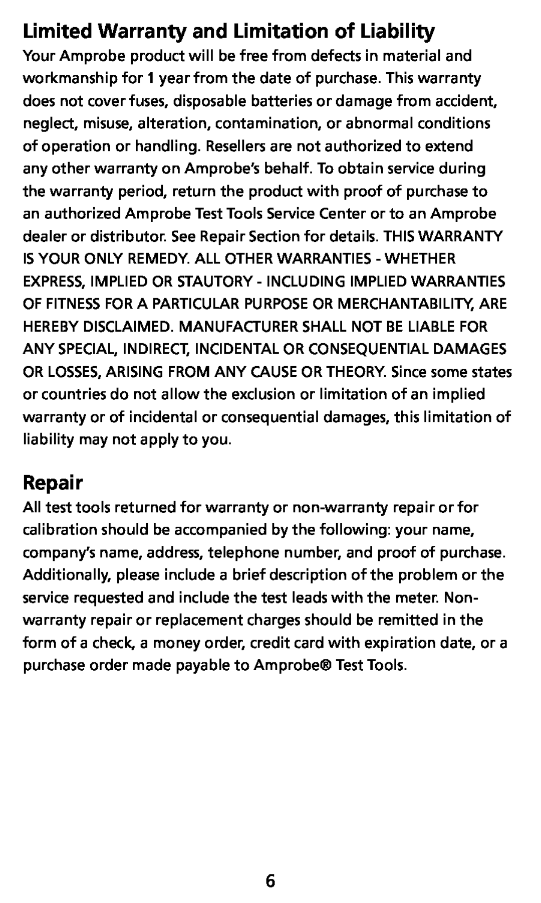 Ampro Corporation TH-3, THWD-3 user manual Limited Warranty and Limitation of Liability, Repair 