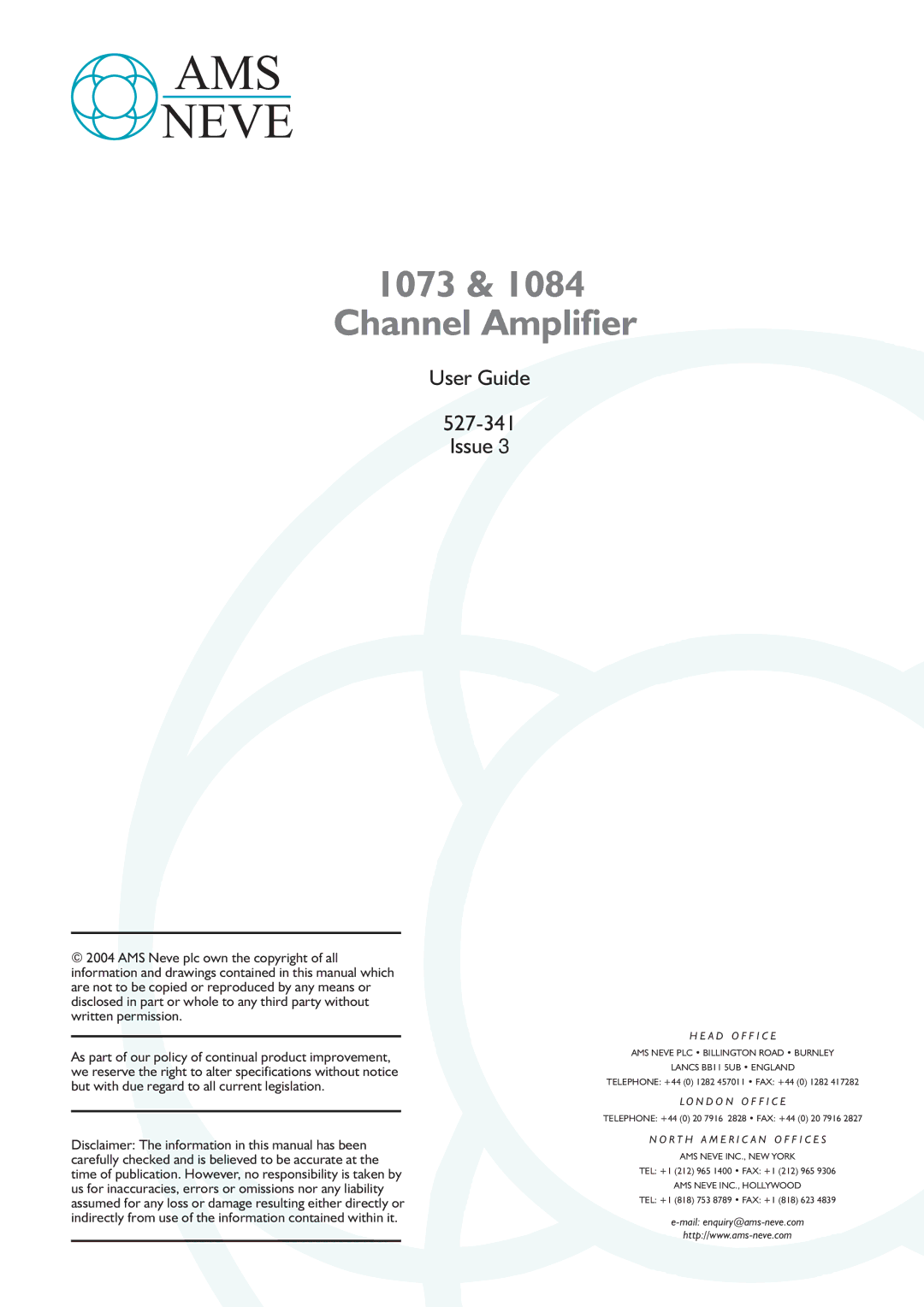 AMS 1073, 1084 specifications AMS Neve 