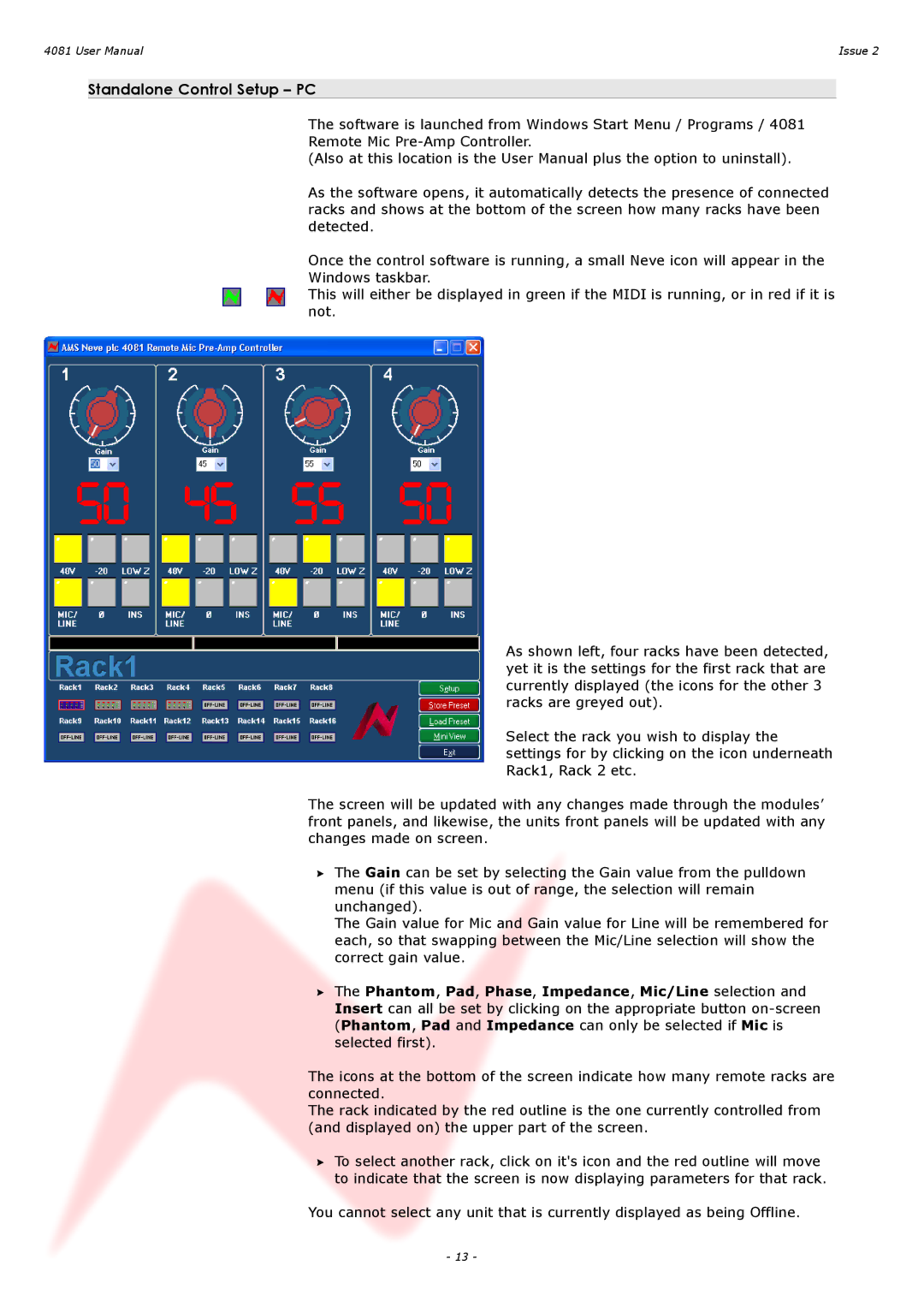 AMS 4081 user manual Standalone Control Setup PC 