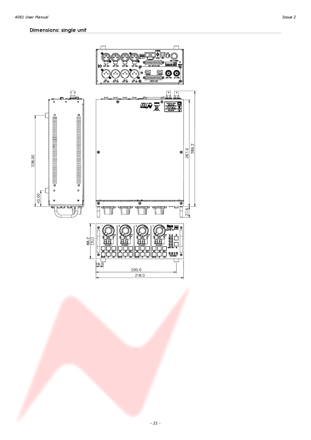 AMS 4081 user manual Dimensions single unit 