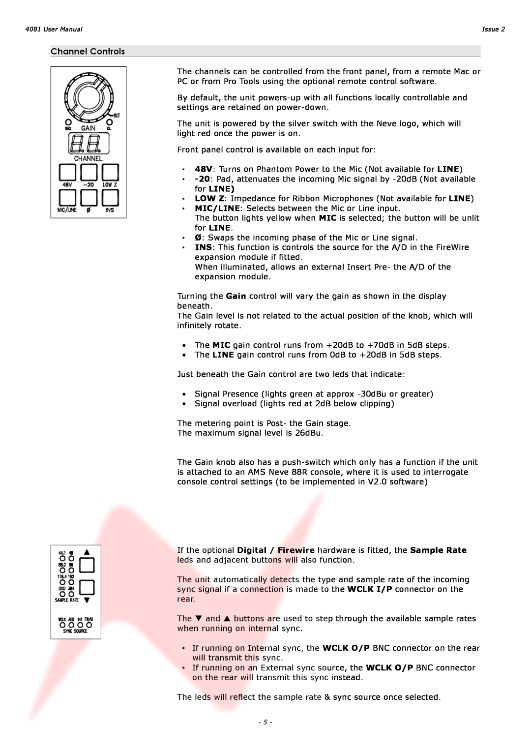 AMS 4081 user manual Channel Controls 