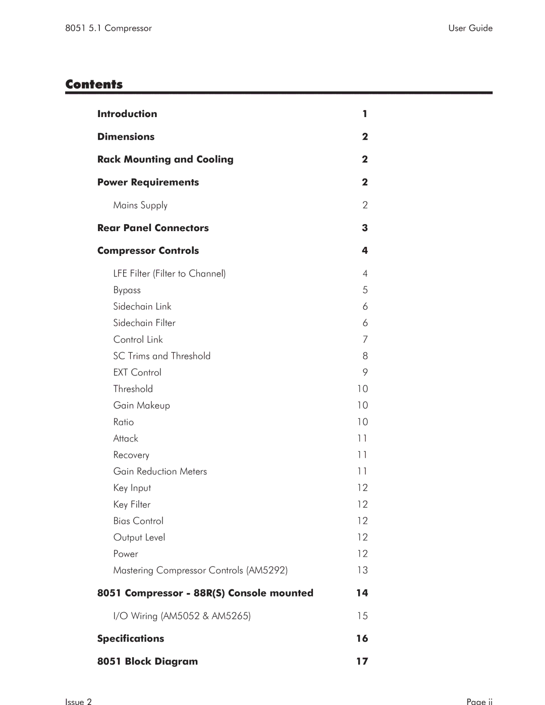 AMS 8051 specifications Contents 