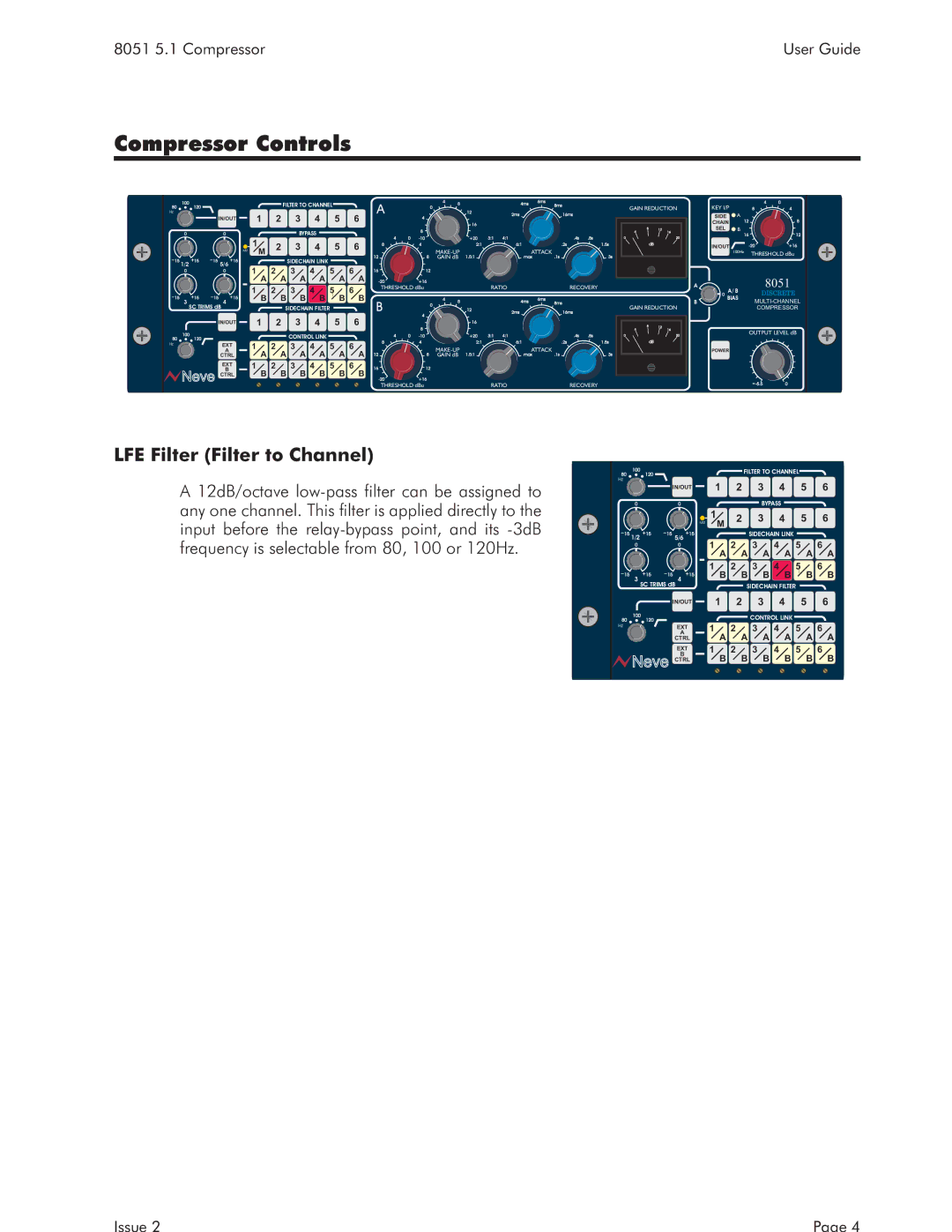 AMS 8051 specifications Compressor Controls, LFE Filter Filter to Channel 