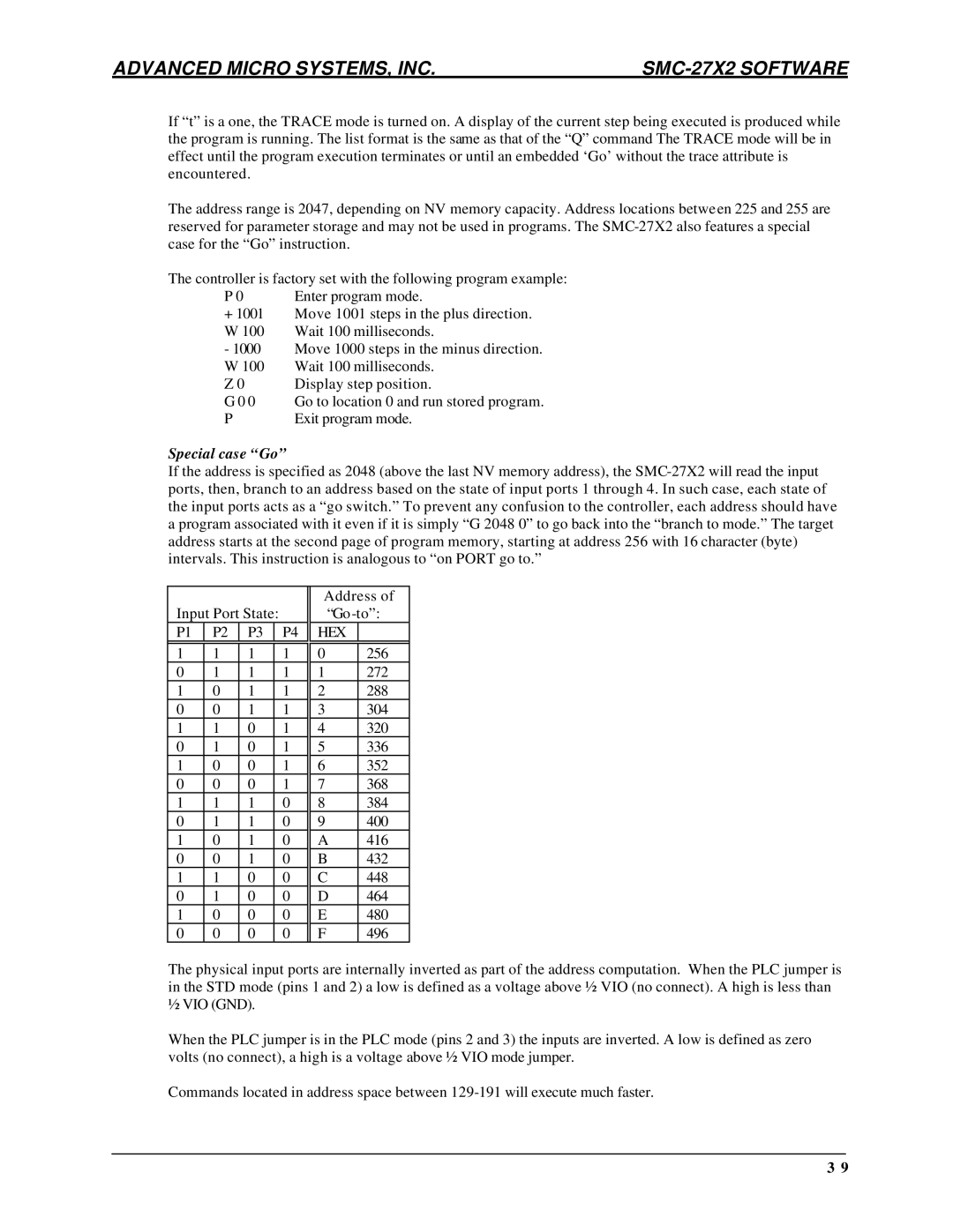 AMS DCB-274 manual Special case Go 