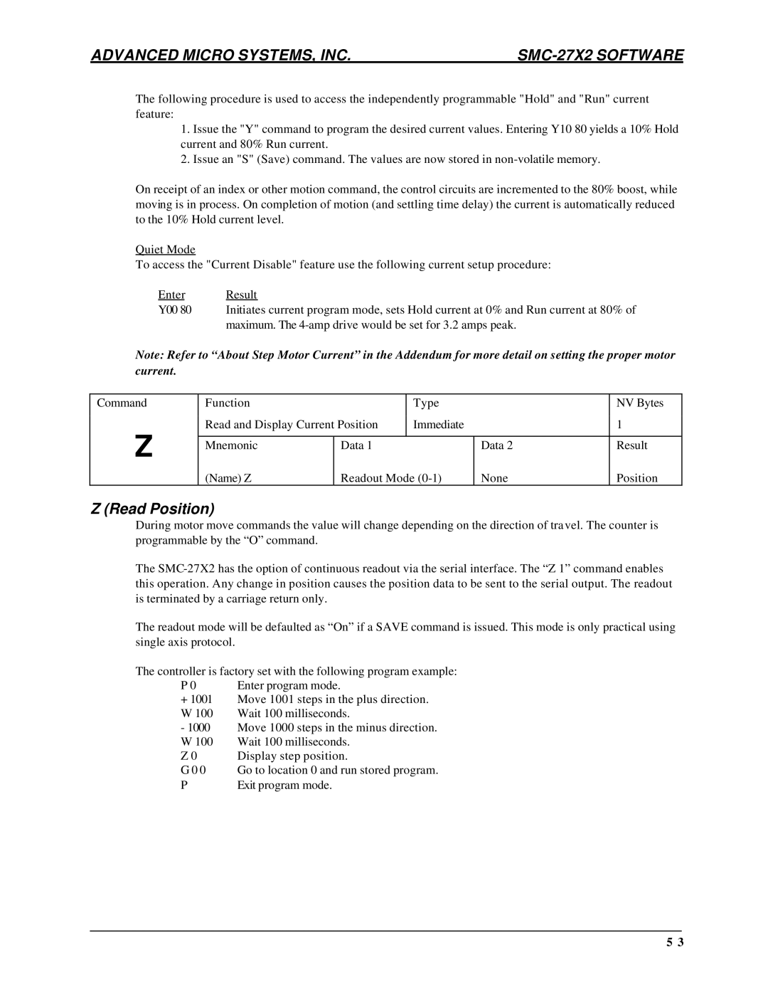 AMS DCB-274 manual Read Position 