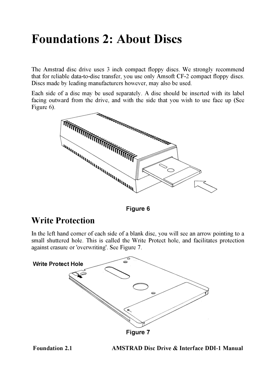 Amstrad DDI-1 manual Foundations 2 About Discs, Write Protection 