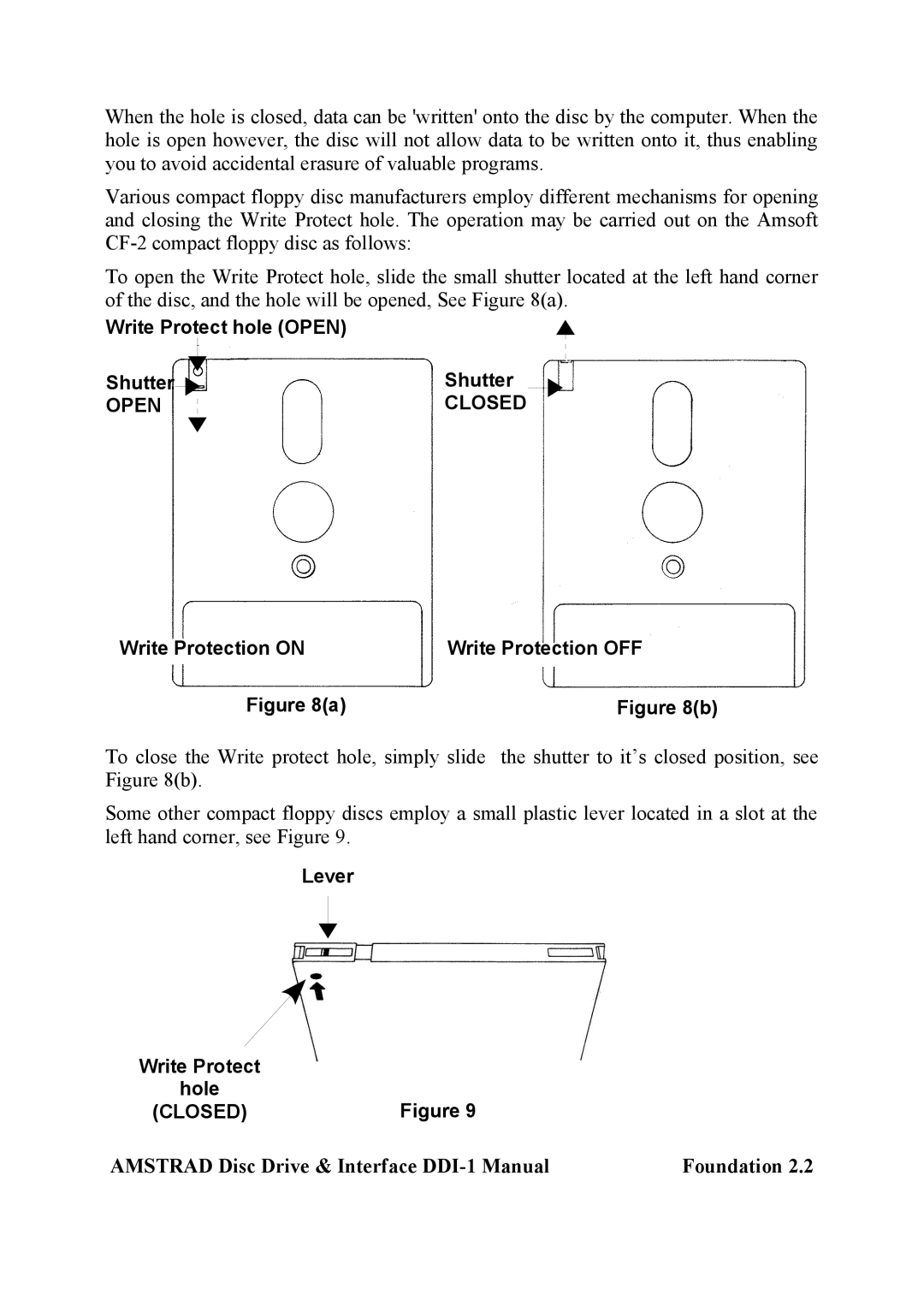 Amstrad DDI-1 manual Open Closed 