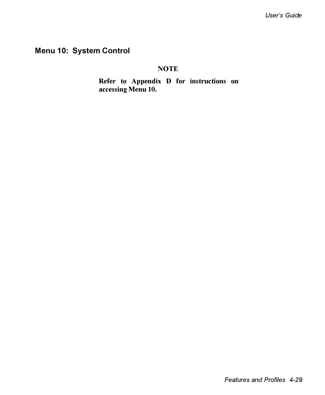 AMT Datasouth 3300 manual Menu 10 System Control, Refer to Appendix D for instructions on accessing Menu 