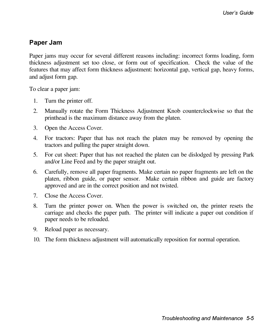 AMT Datasouth 3300 manual Paper Jam 