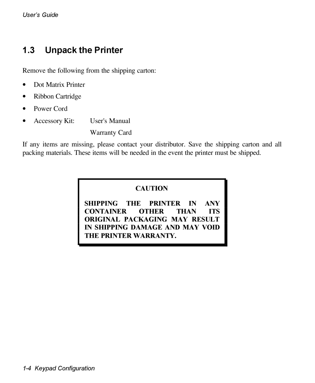 AMT Datasouth 3300 manual Unpack the Printer 