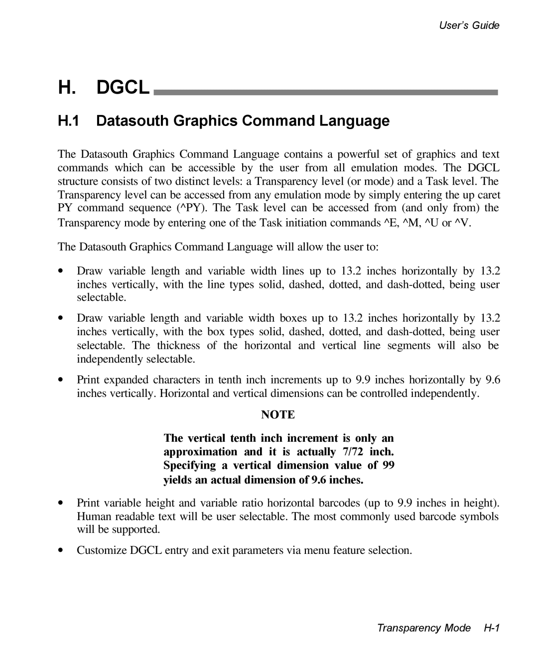 AMT Datasouth 3300 manual Dgcl, Datasouth Graphics Command Language 