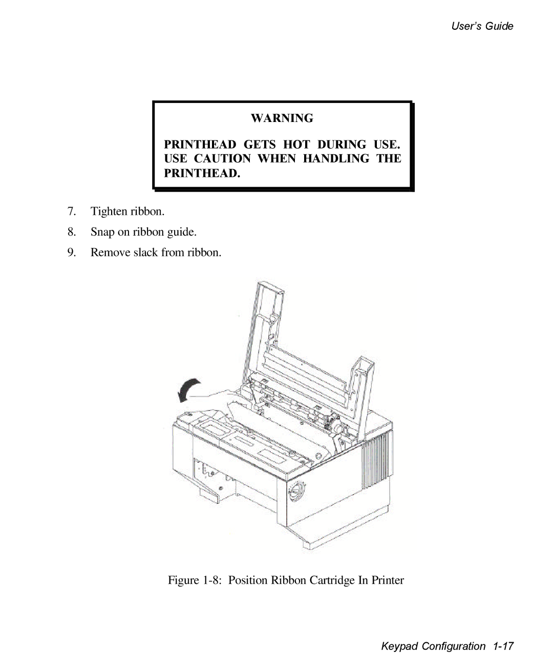 AMT Datasouth 3300 manual Printhead Gets HOT During USE USE Caution When Handling 