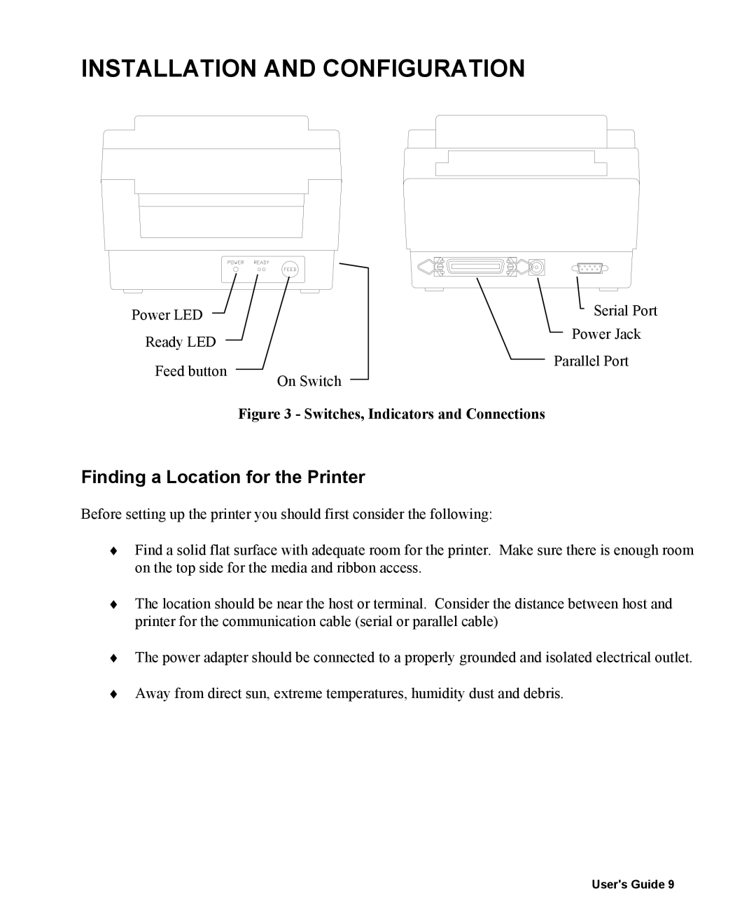 AMT Datasouth 400 manual Installation and Configuration, Finding a Location for the Printer 