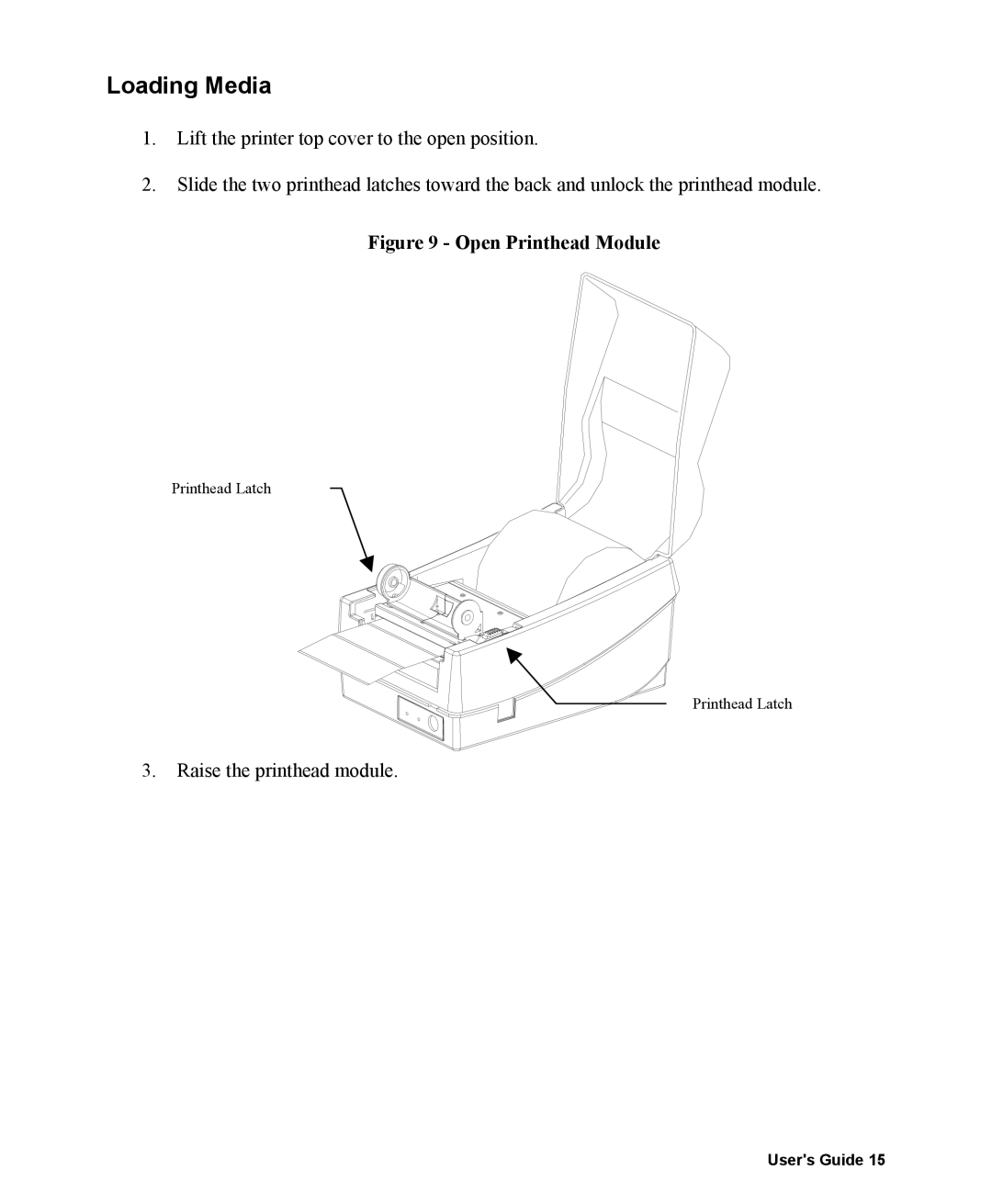 AMT Datasouth 400 manual Loading Media, Open Printhead Module 