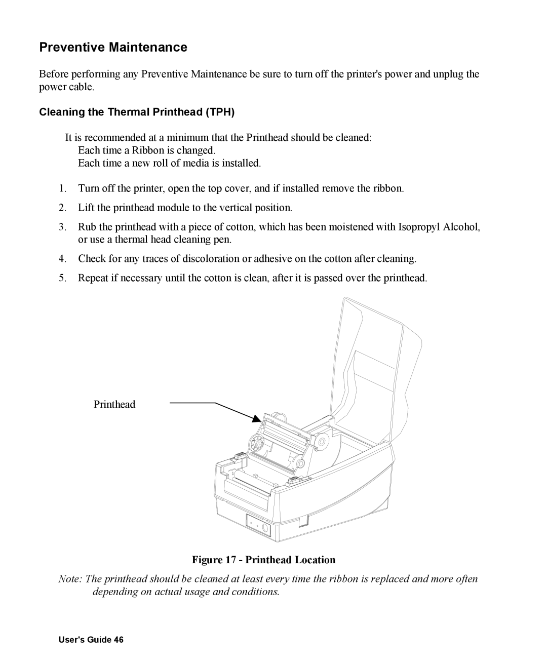 AMT Datasouth 400 manual Preventive Maintenance, Cleaning the Thermal Printhead TPH 