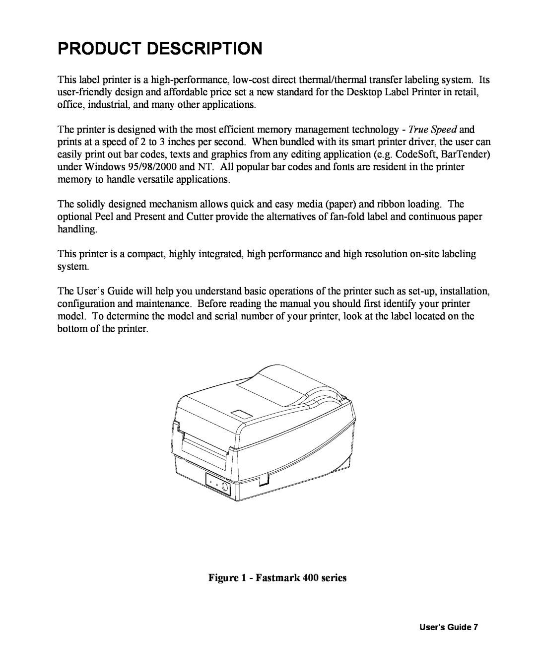 AMT Datasouth manual Product Description, Fastmark 400 series 