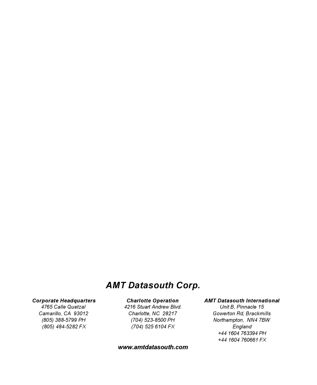 AMT Datasouth 4000 manual AMT Datasouth Corp 