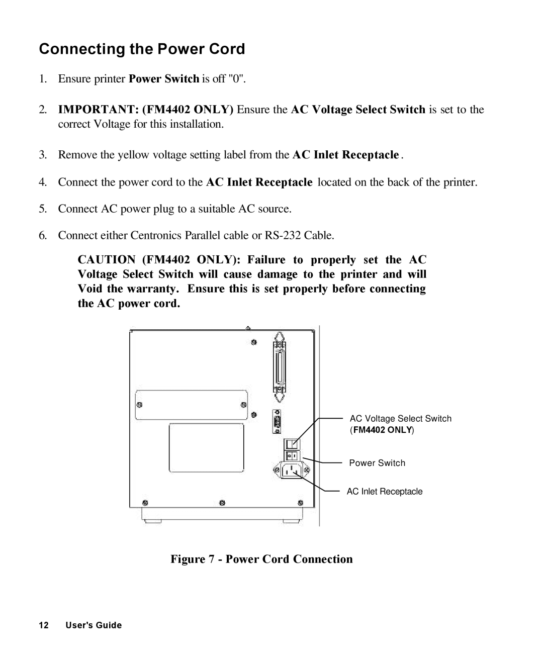 AMT Datasouth 4000 manual Connecting the Power Cord, Power Cord Connection 