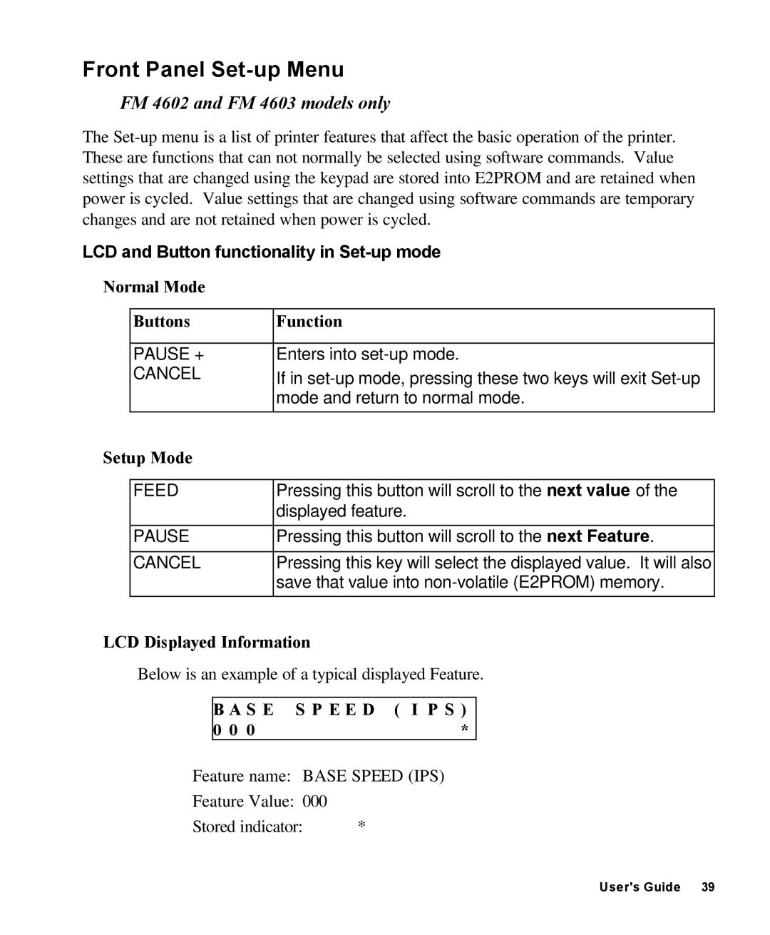 AMT Datasouth 4000 manual Front Panel Set-up Menu, LCD and Button functionality in Set-up mode 