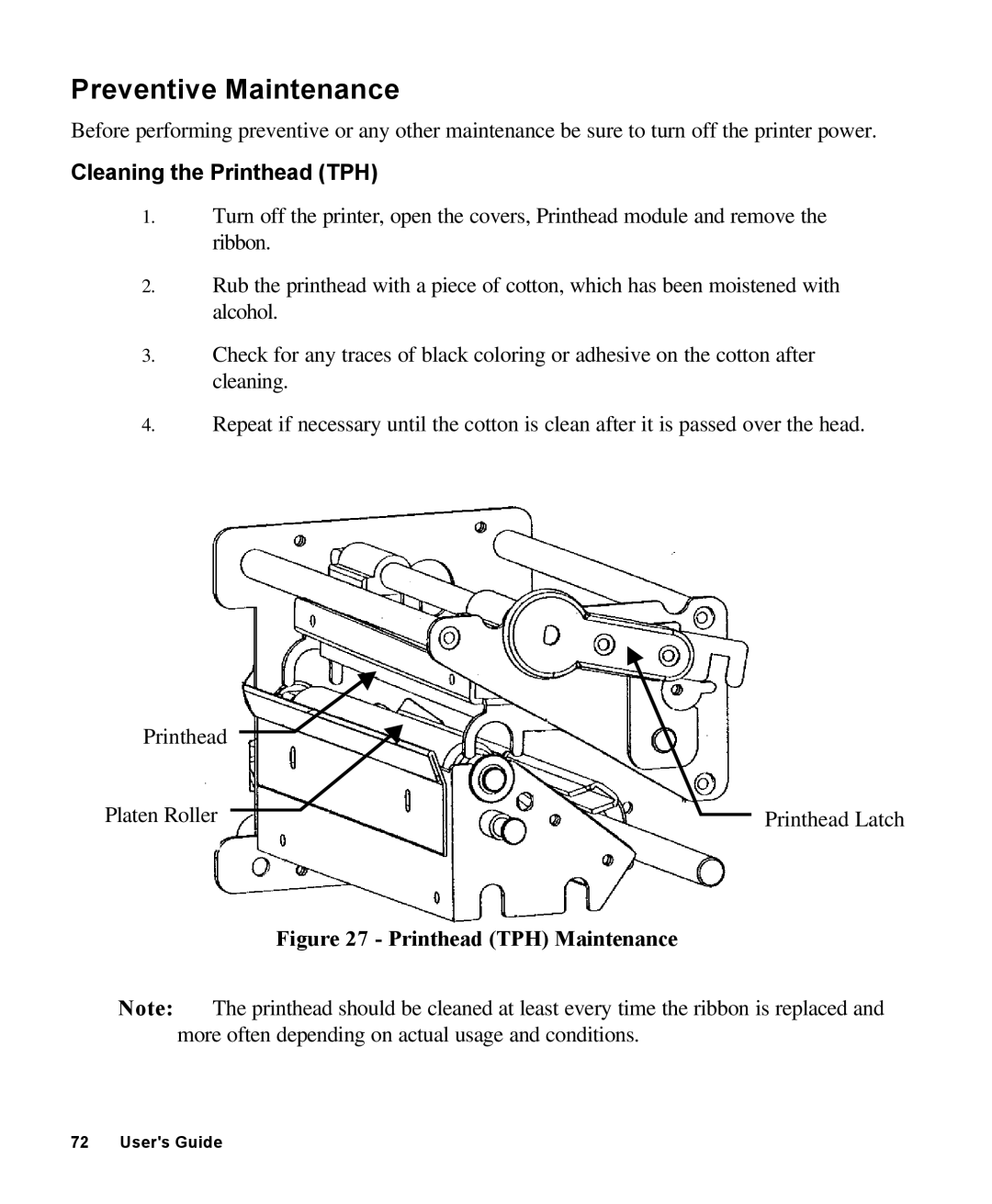 AMT Datasouth 4000 manual Preventive Maintenance, Cleaning the Printhead TPH 