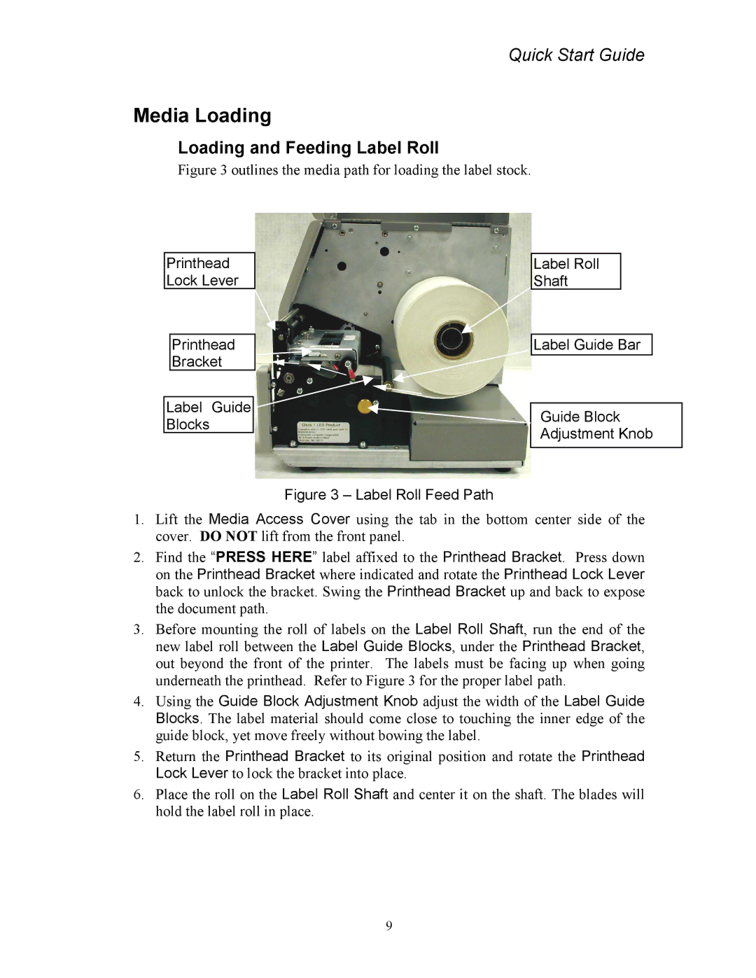 AMT Datasouth 4500 Series manual Media Loading, Loading and Feeding Label Roll 