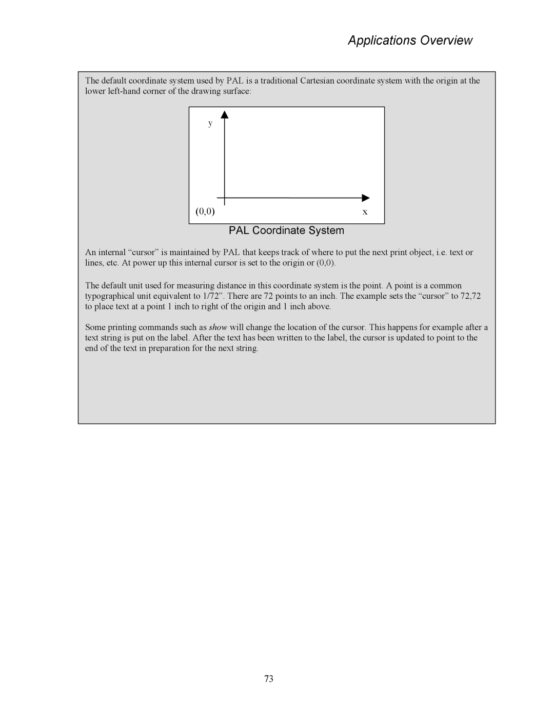 AMT Datasouth 4500 Series manual PAL Coordinate System 