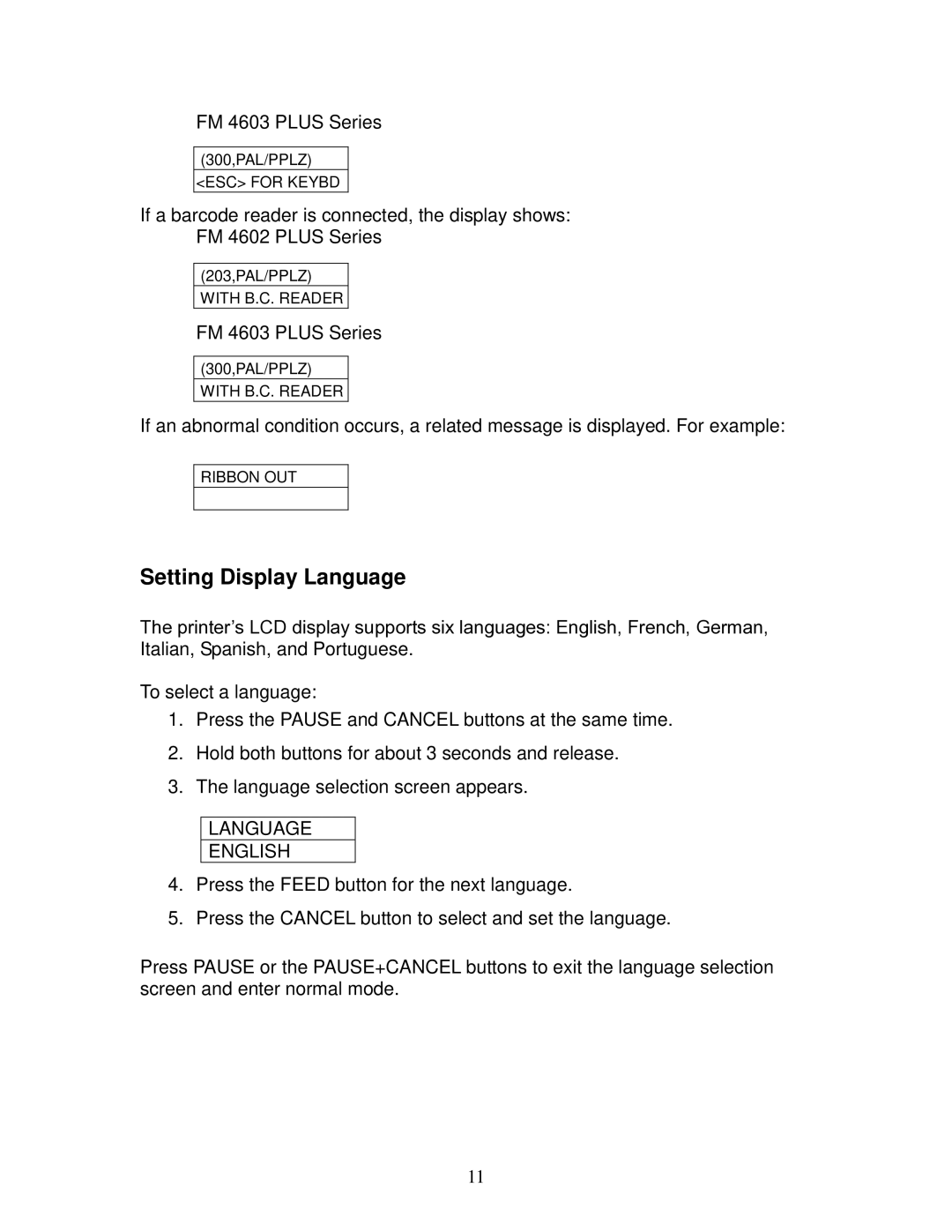 AMT Datasouth 4600 manual Setting Display Language, Language English 