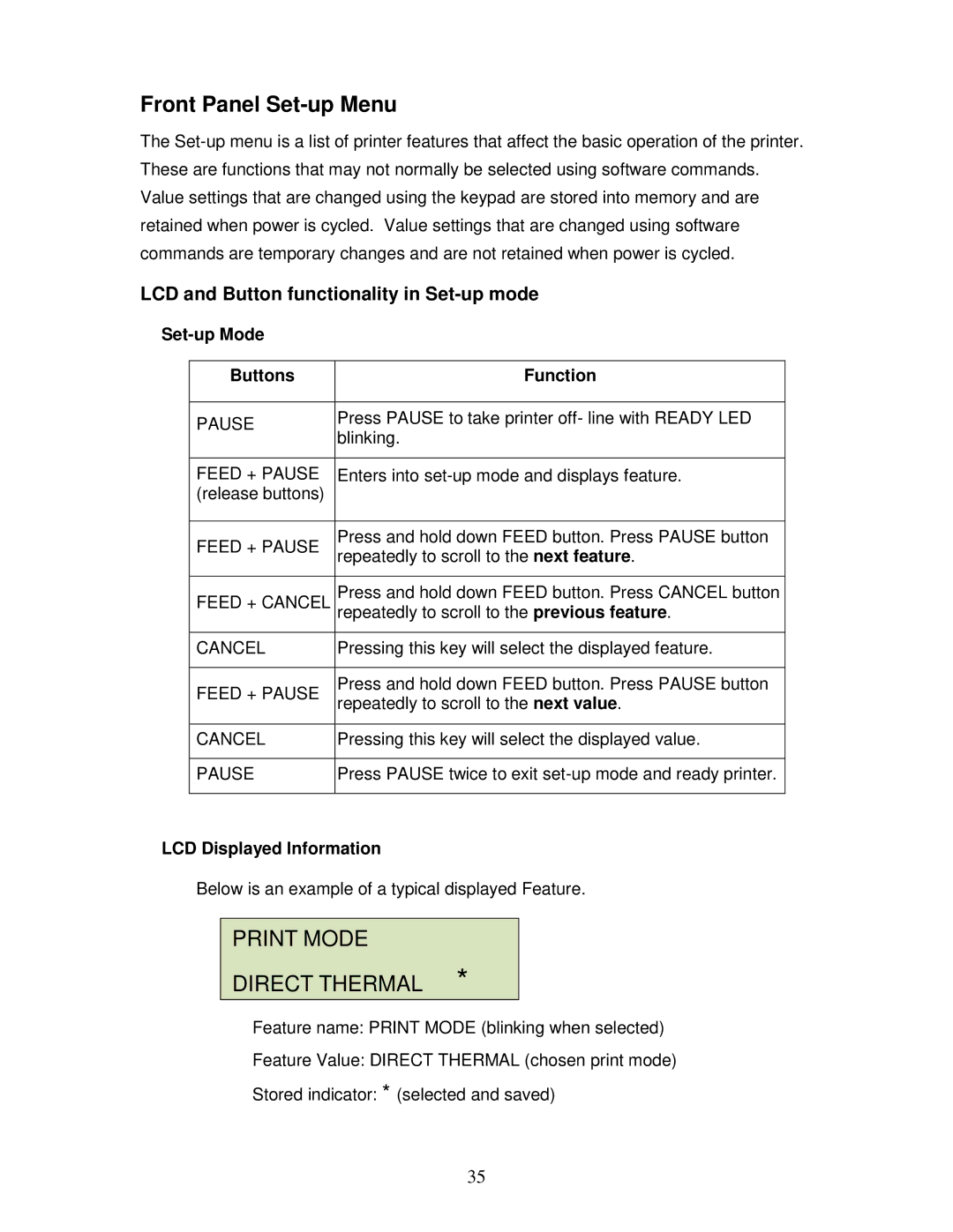 AMT Datasouth 4600 manual Front Panel Set-up Menu, LCD and Button functionality in Set-up mode 