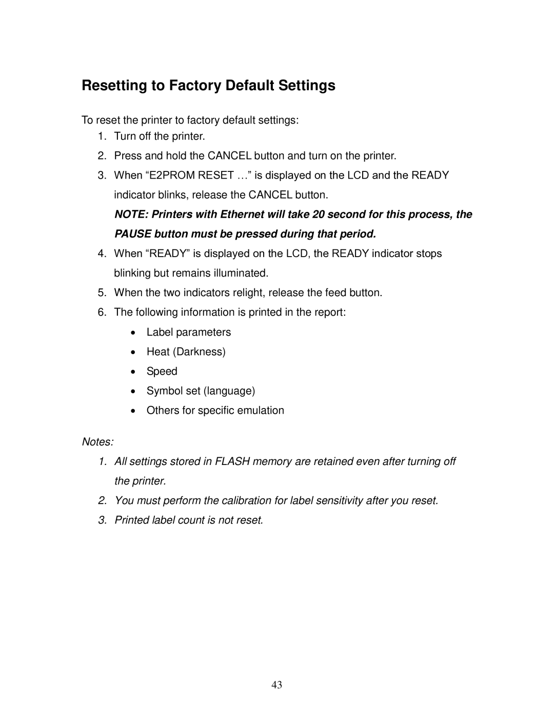 AMT Datasouth 4600 manual Resetting to Factory Default Settings 