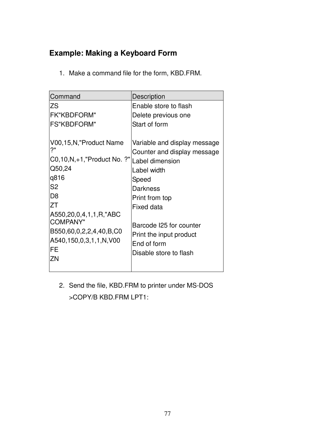 AMT Datasouth 4600 manual Example Making a Keyboard Form, Fkkbdform, Fskbdform, Company 