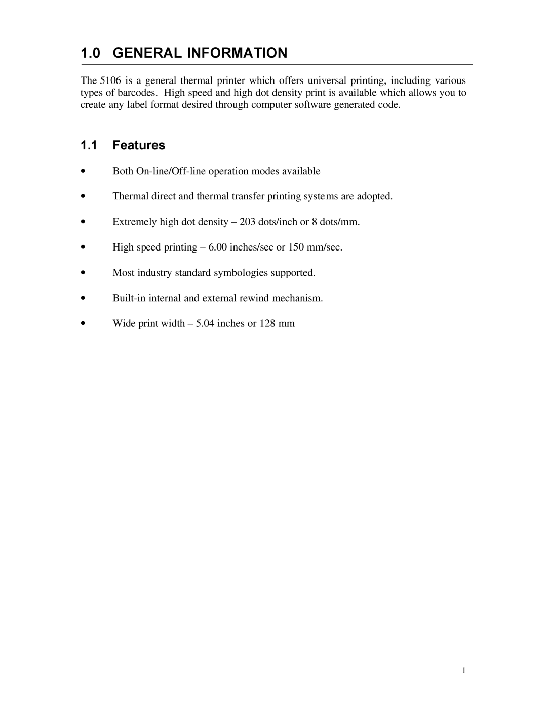 AMT Datasouth 5106 manual General Information, Features 