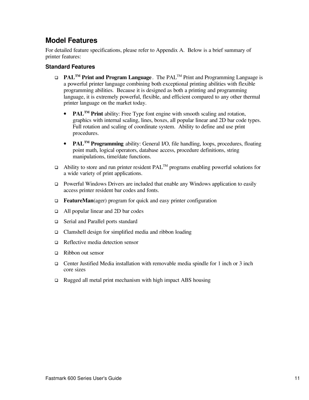 AMT Datasouth 600 manual Model Features, Standard Features 