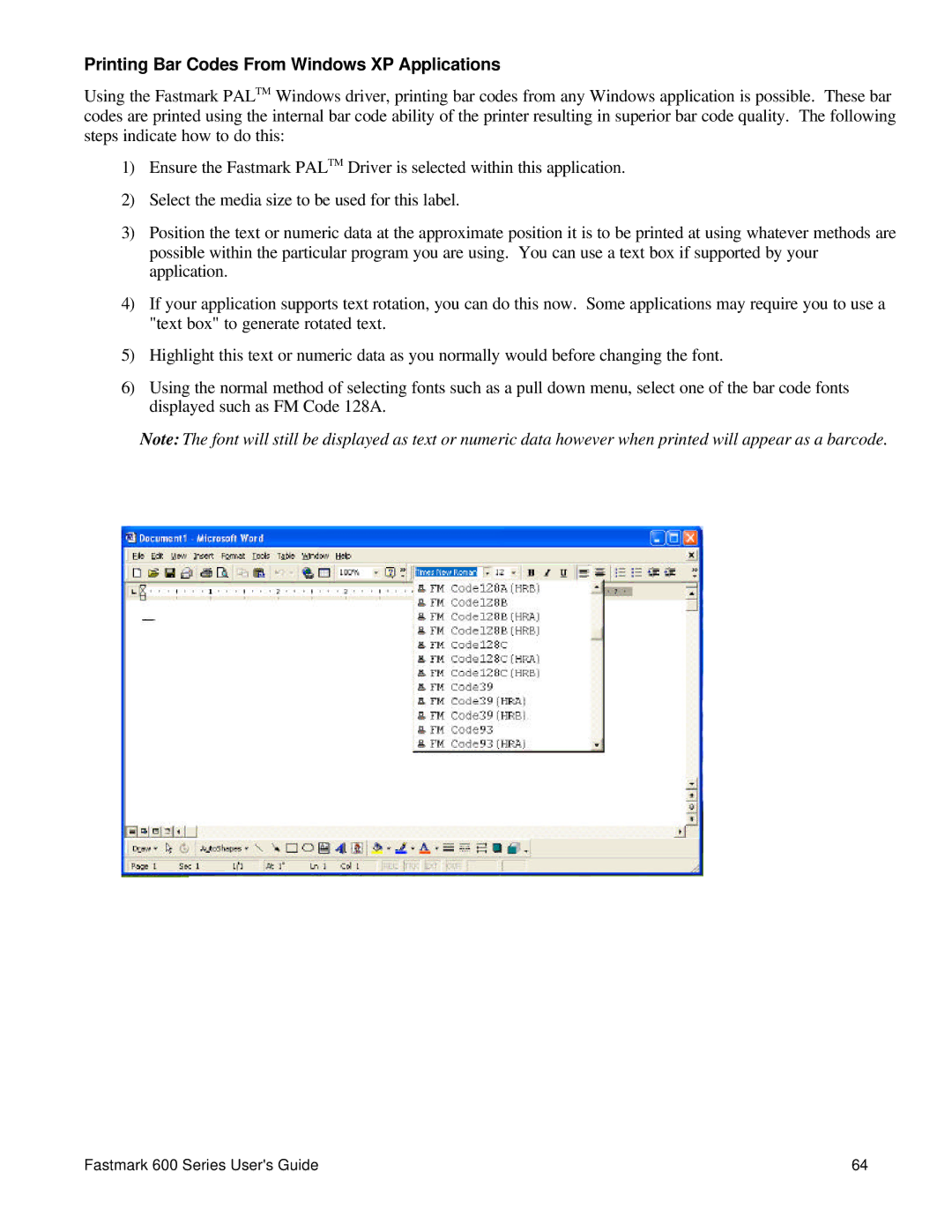 AMT Datasouth 600 manual Printing Bar Codes From Windows XP Applications 