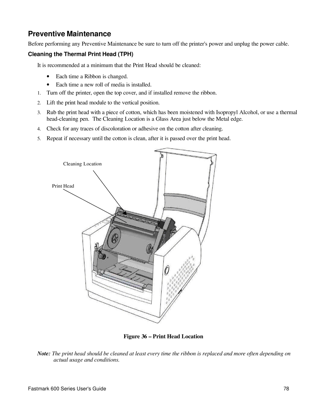 AMT Datasouth 600 manual Preventive Maintenance, Cleaning the Thermal Print Head TPH 