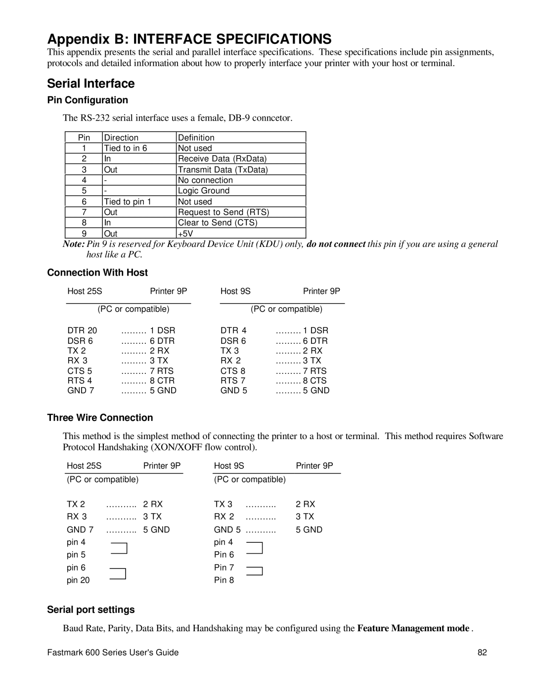 AMT Datasouth 600 manual Appendix B Interface Specifications, Serial Interface 