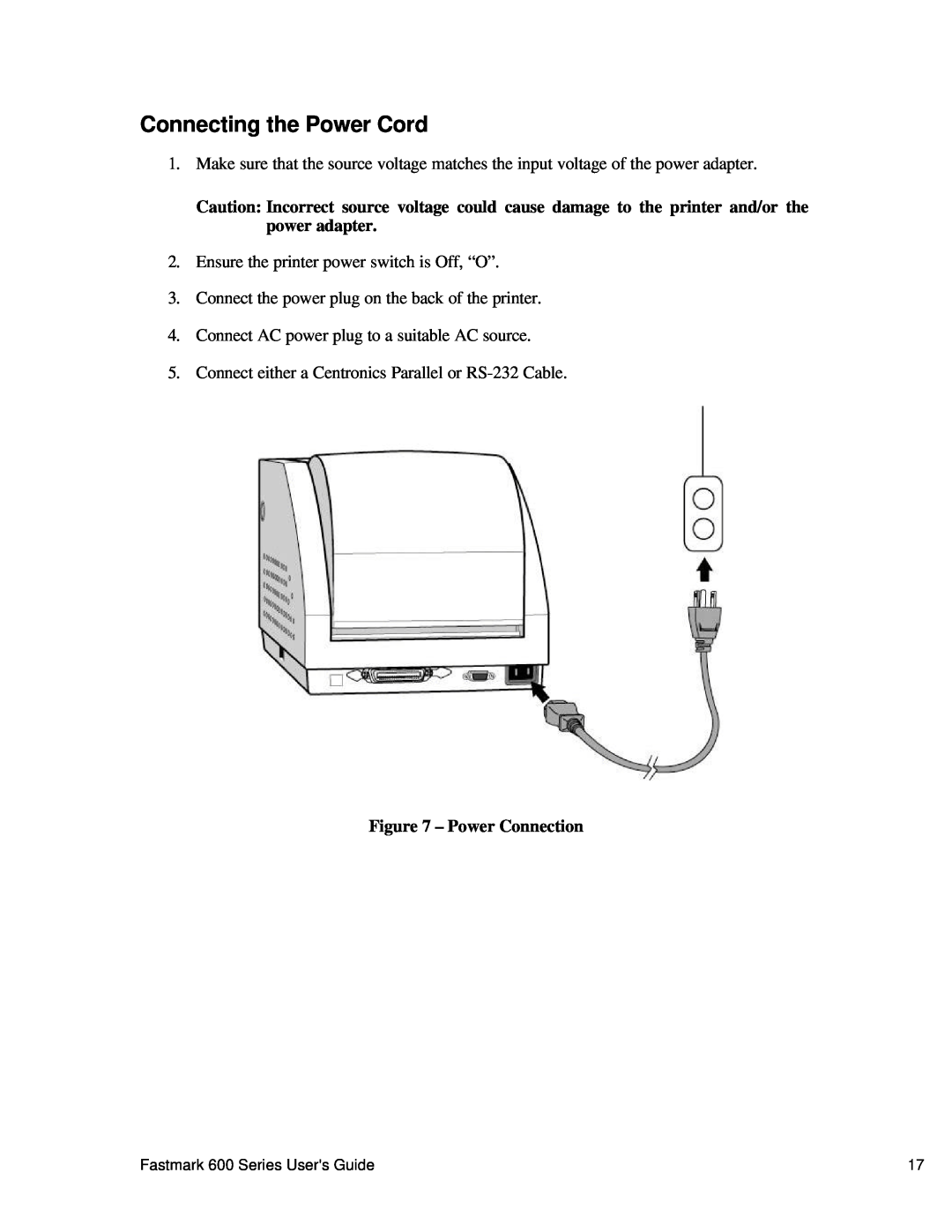 AMT Datasouth 600 manual Connecting the Power Cord, Power Connection 