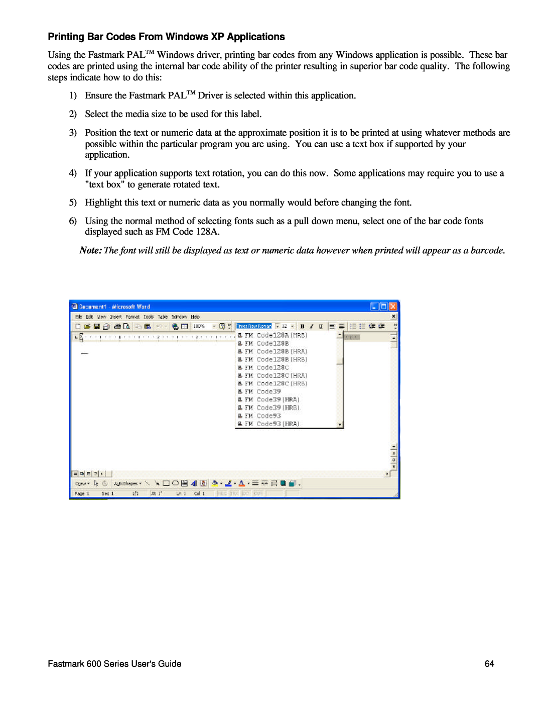 AMT Datasouth 600 manual Printing Bar Codes From Windows XP Applications 