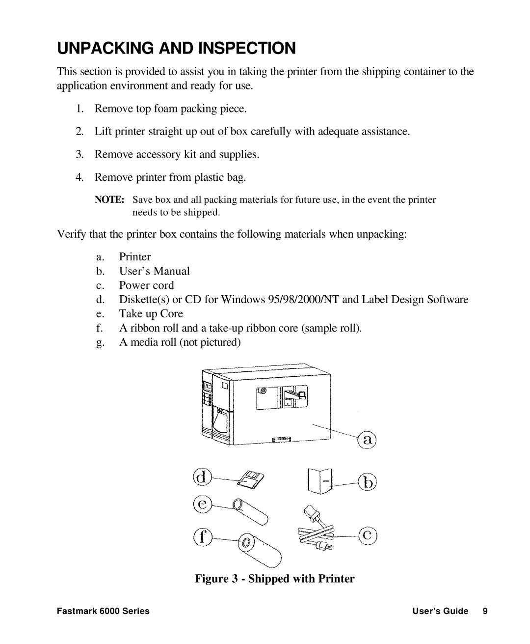 AMT Datasouth 6000 manual Unpacking and Inspection 