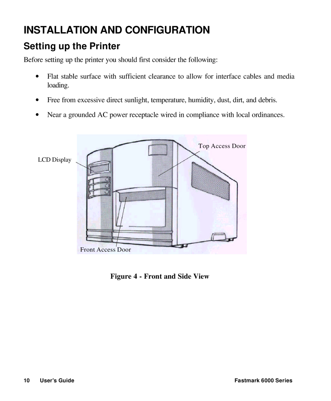 AMT Datasouth 6000 manual Setting up the Printer, Front and Side View 