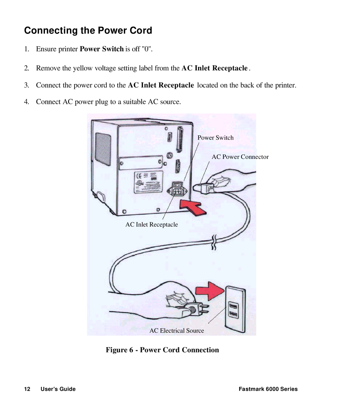 AMT Datasouth 6000 manual Connecting the Power Cord, Power Cord Connection 